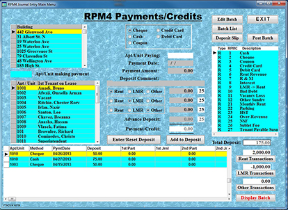 Residential Property Payment/Credit Batch Entry