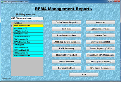 Residential Property Management Report Selections